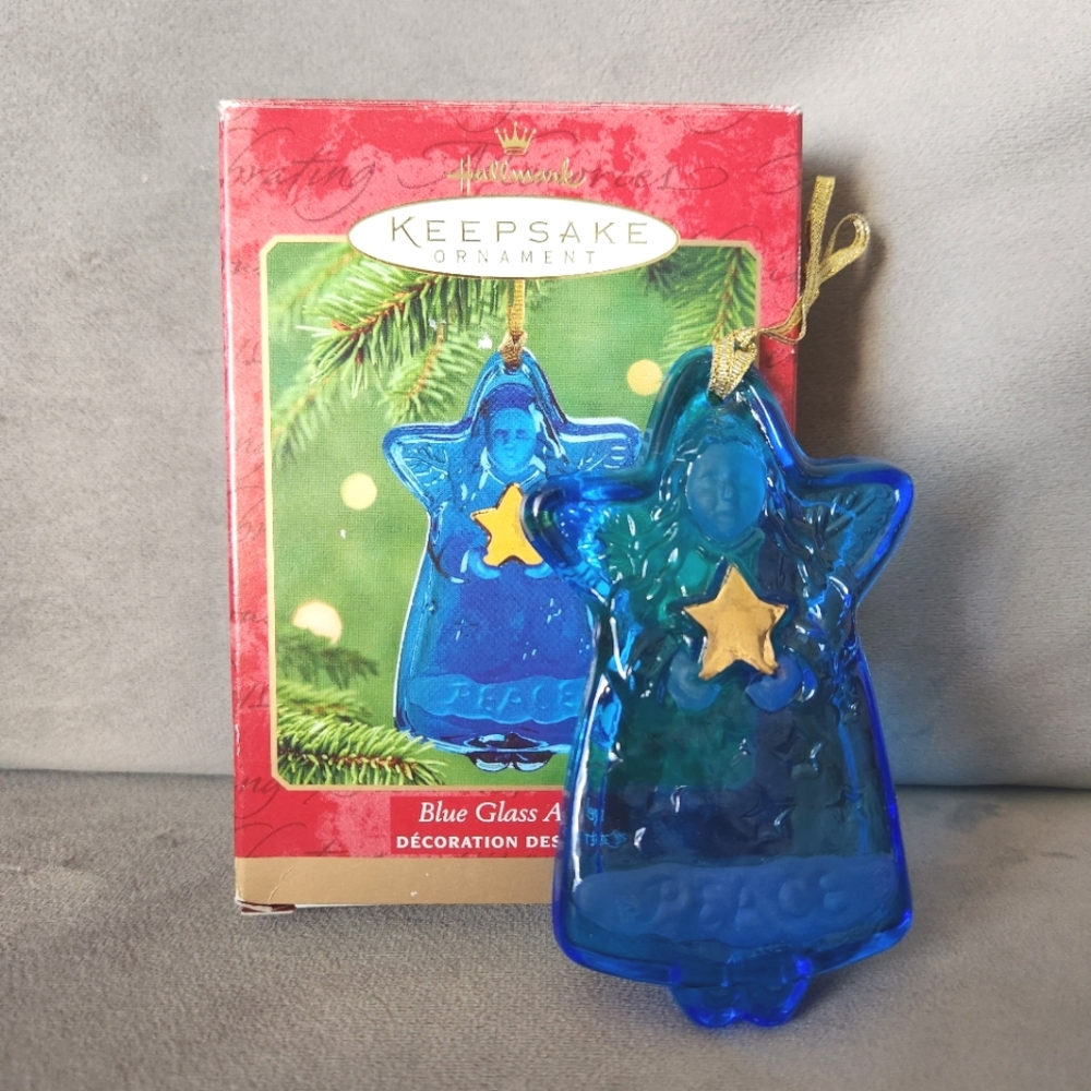 Hallmark Keepsake Ornament Christmas Blue Glass Angel 2000